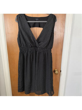 Torrid Black White Polka Dot Flowy Dress Size 1 XL Open Back Retro Skater Style